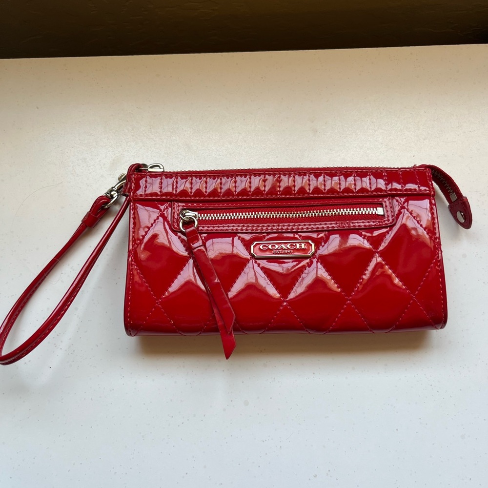 Coach Red Quilted Wristlet